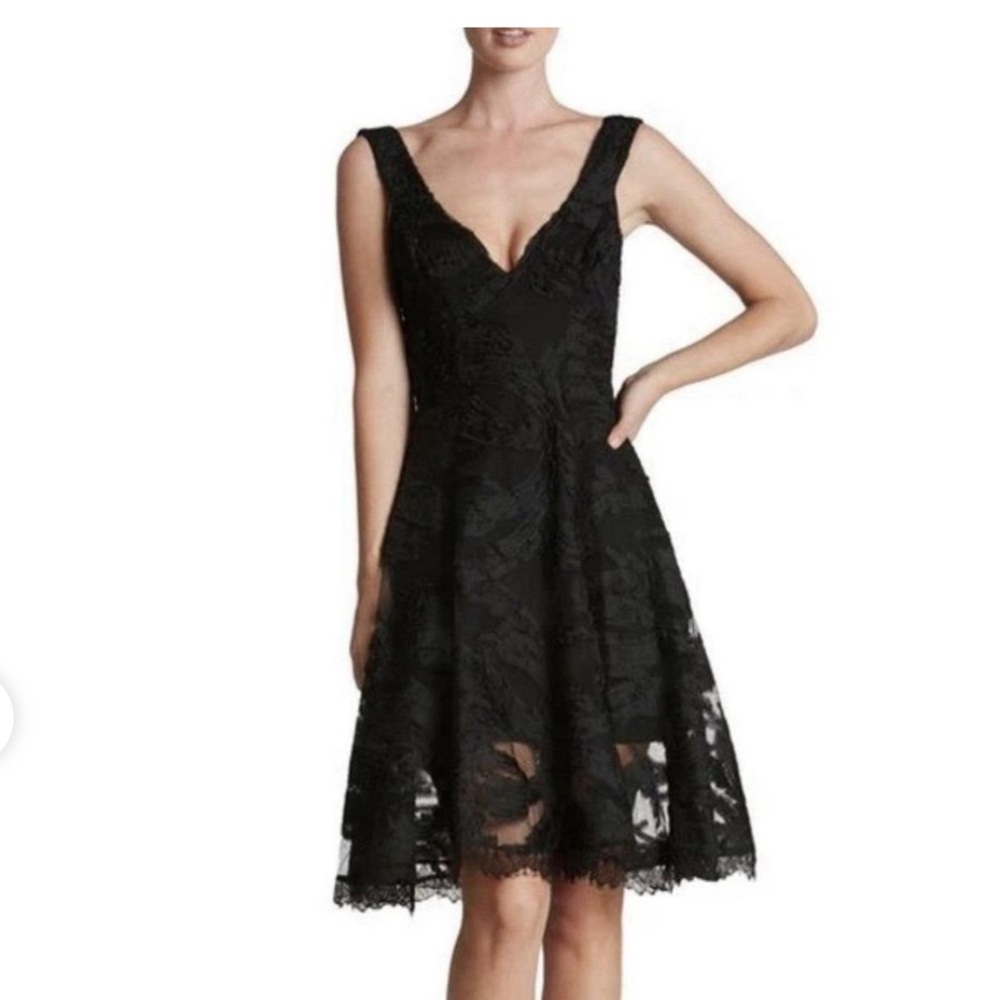 Dress the Population Black Lace A-Line Midi Dress